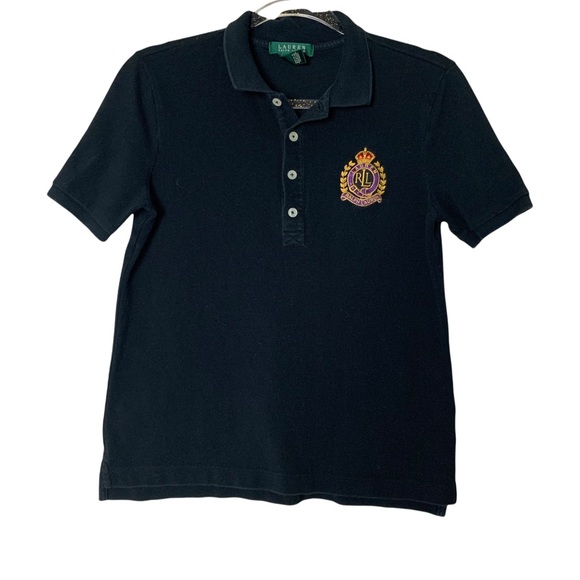 Lauren Ralph Lauren Black Embroidered Polo Shirt - Picture 1 of 5